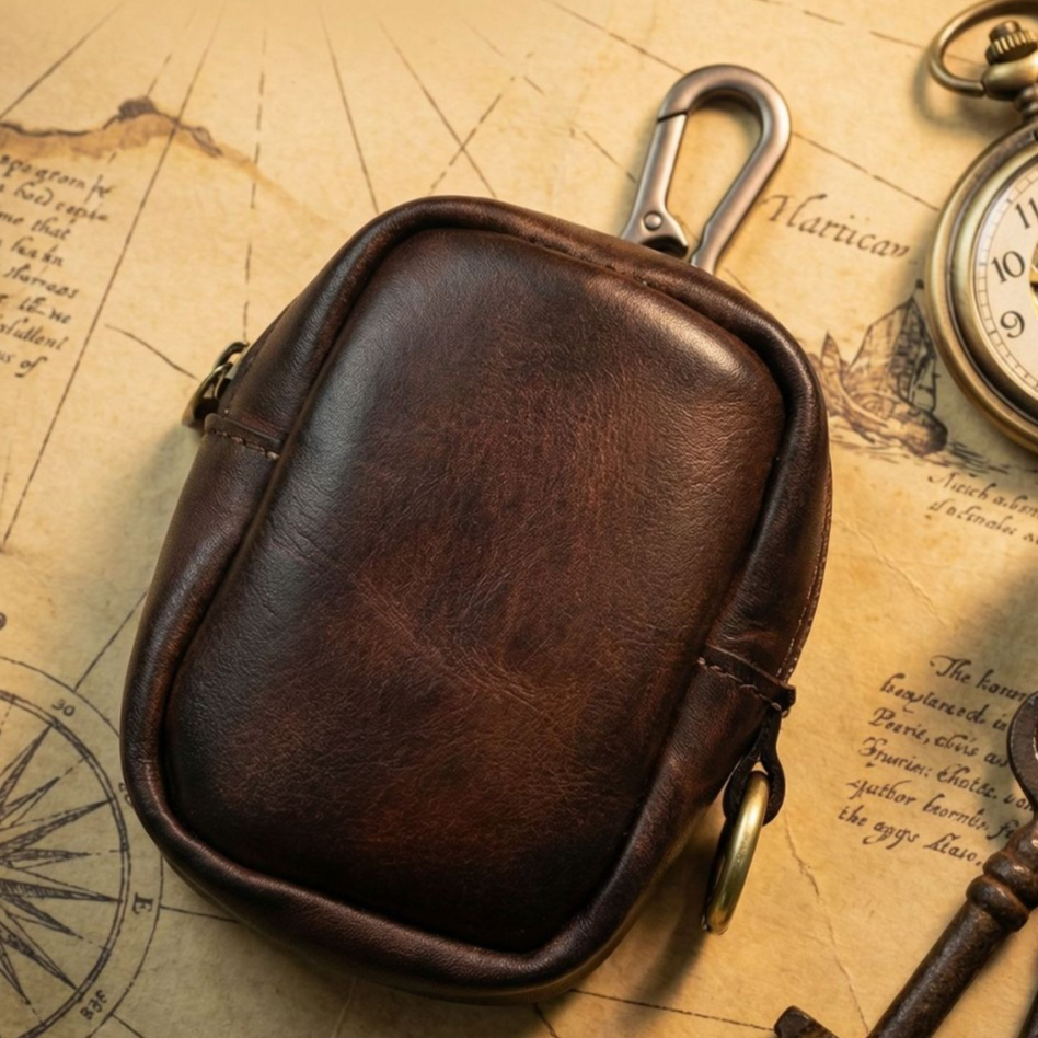 Rugged Vintage Leather Mini Cl - Edc Carry Coins のレビューと価格