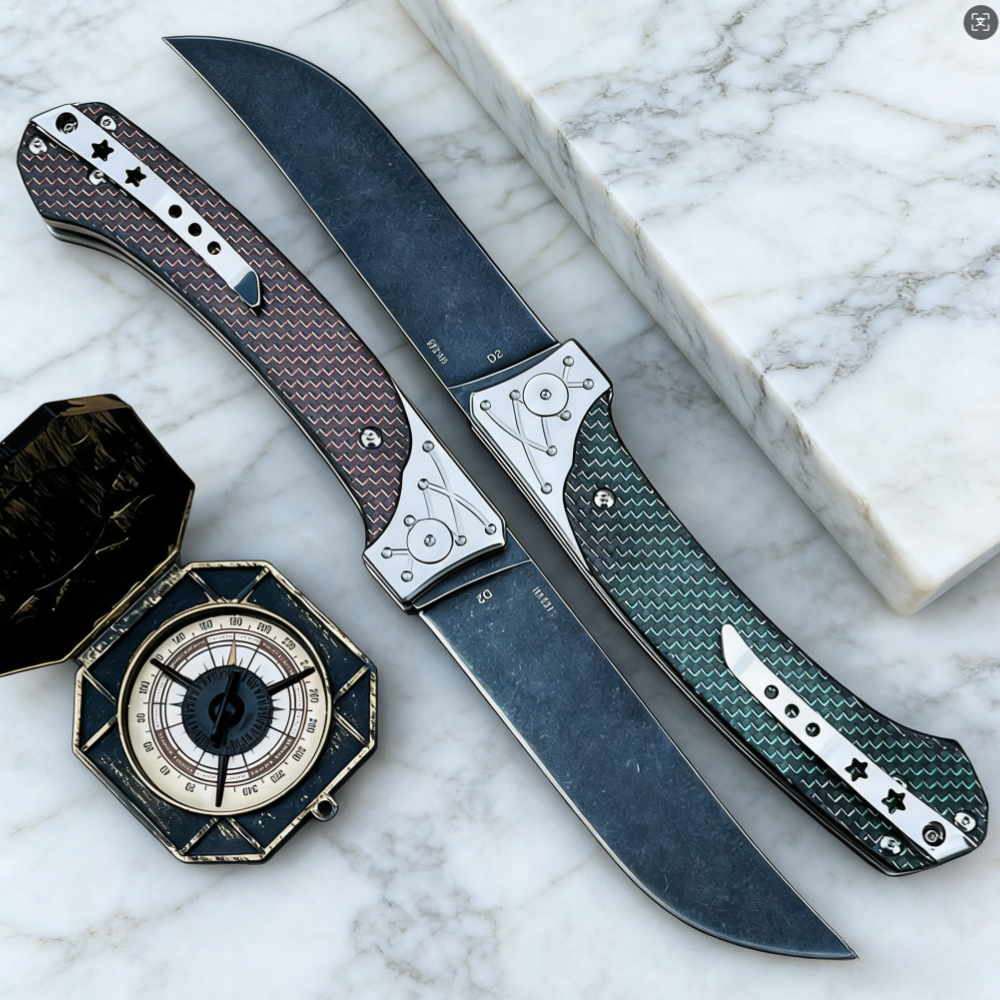D2 Steel Folding Knife with Ca - Edc Every Day Carry おもちゃ のレビューと価格